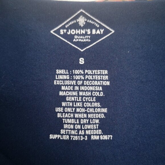 St John's Bay Ladies Size Small Navy with Flower Pattern Loose Fit Blouse - Picture 3 of 7